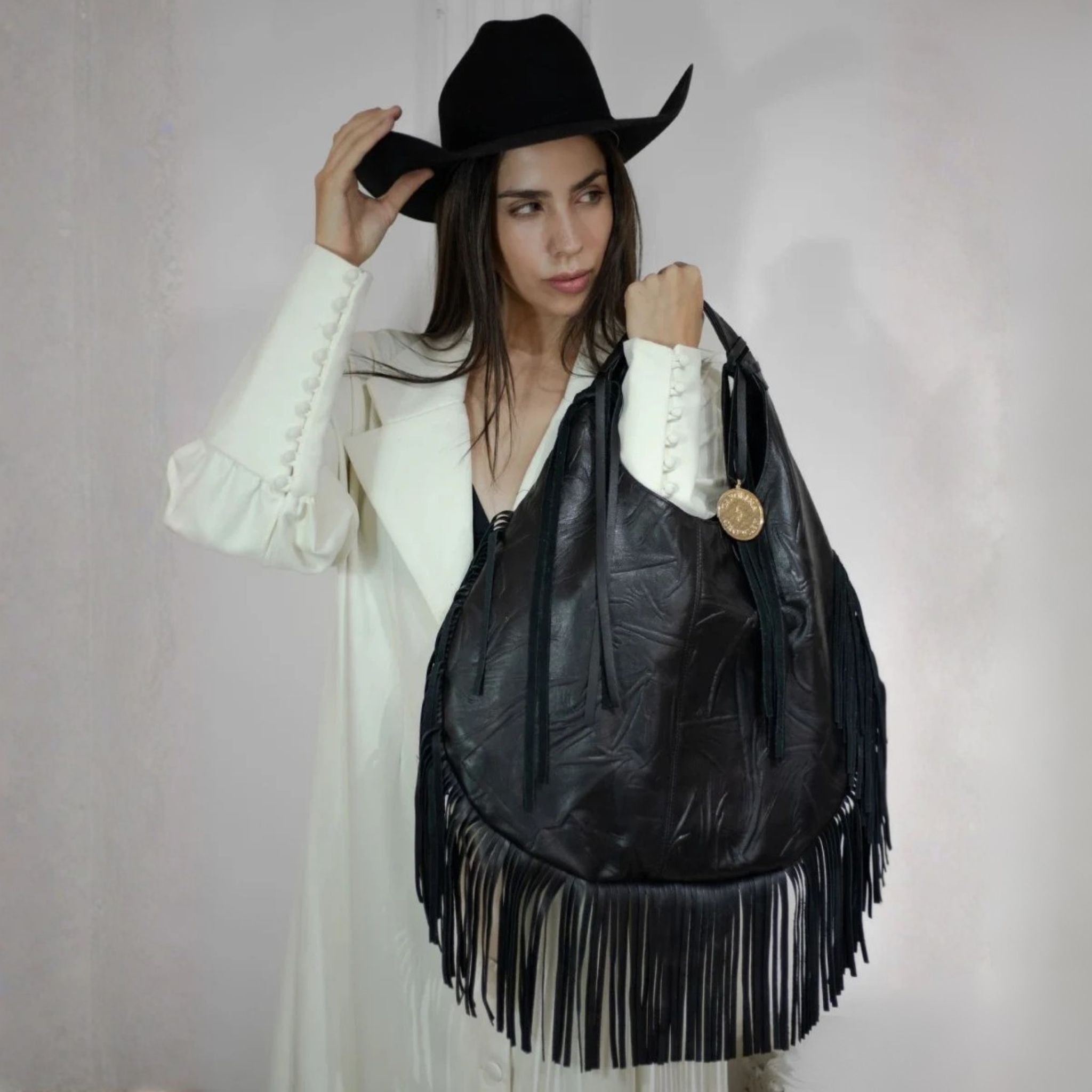 PRE-ORDER ONLY: The Fringe Bag in Midnight Black By Carolina Crowley